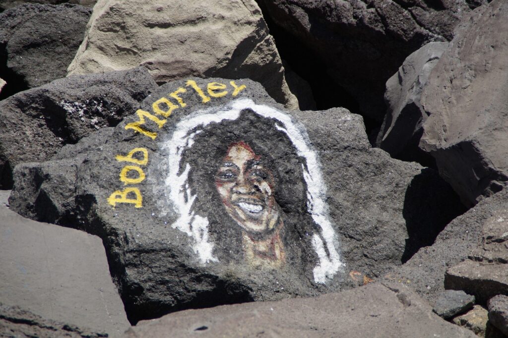 stones, santa cruz, musician, composer, tenerife, idea, artist, famous, stars, painted, bank stones, person, man, artwork, artistic, face, head, picture, painting, portrait, bob marley, reggae, marley, bob marley, bob marley, bob marley, bob marley, bob marley, reggae